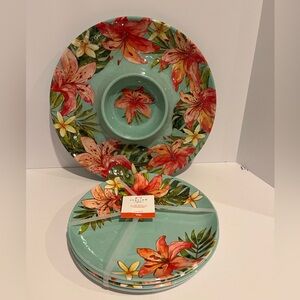 Floral Dinnerware Set - Green and Red